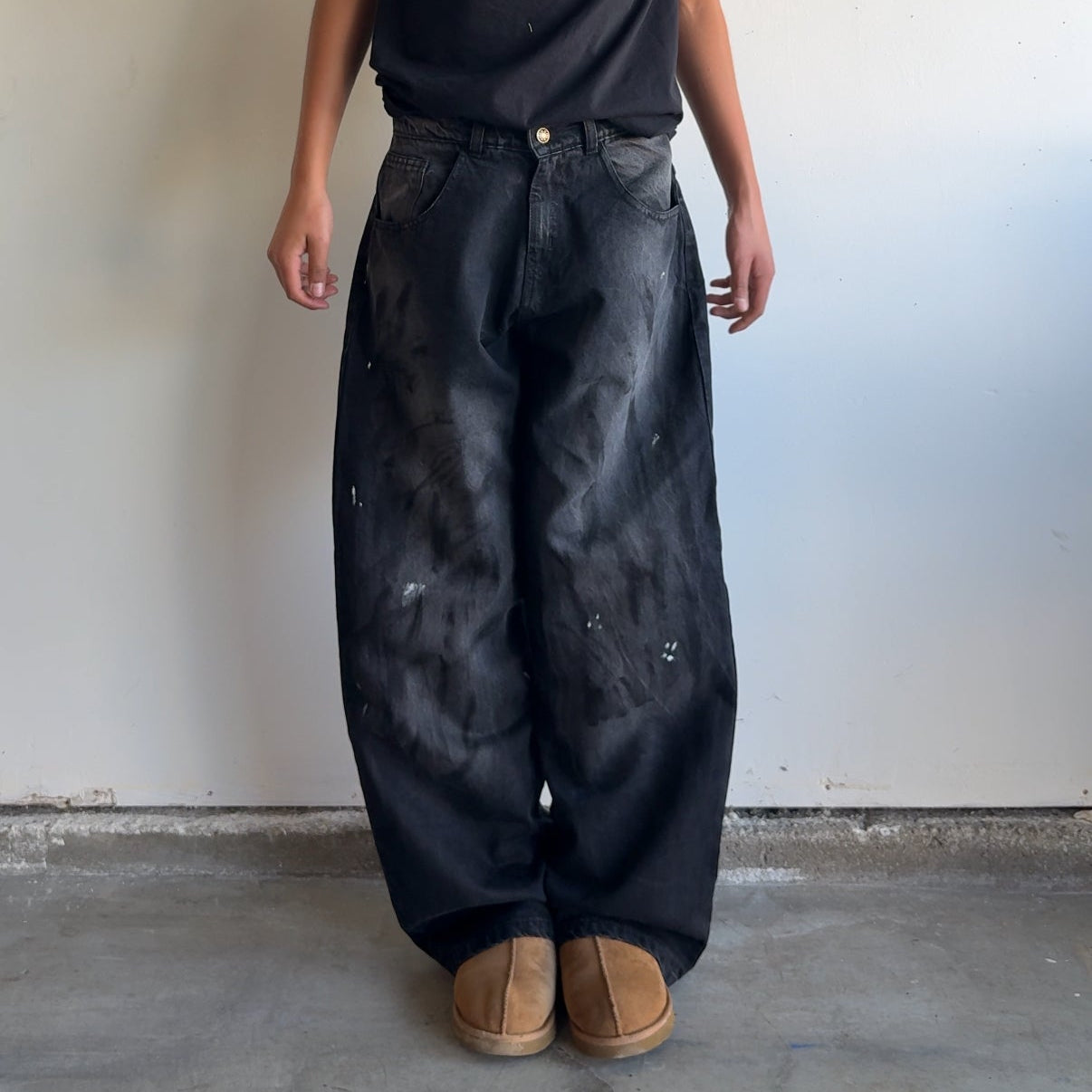 'Painted' Black Denim